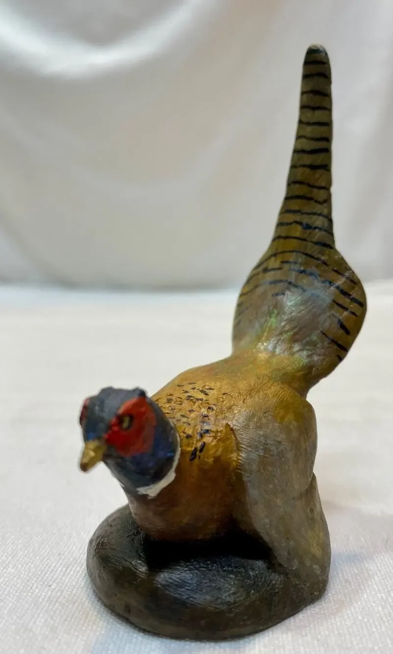 Vintage Cold Painted Bronze Pheasant Figurine